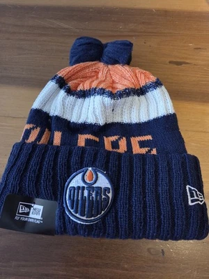 EDMONTON OILERS НХЛ НОВАЯ ЭРА ОРАНЖЕВЫЙ И СИНИЙ ВЯЗАНАЯ ШАПОЧКА. НОВЫЙ - Изображение 1 из 2
