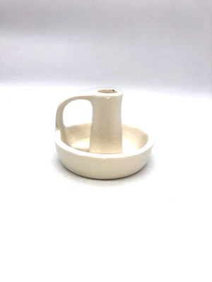 IKEA GODTAGBAR Candlestick Chamberstick Candle Holder w/Handle Ceramic White EUC - Image 1 of 4