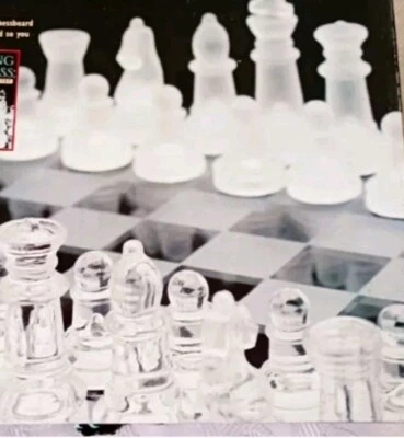 5 in 1 Chess Checkers Backgammon Domino Cards Frosted & Clear Glass Pc's &Boards - Image 1 of 4