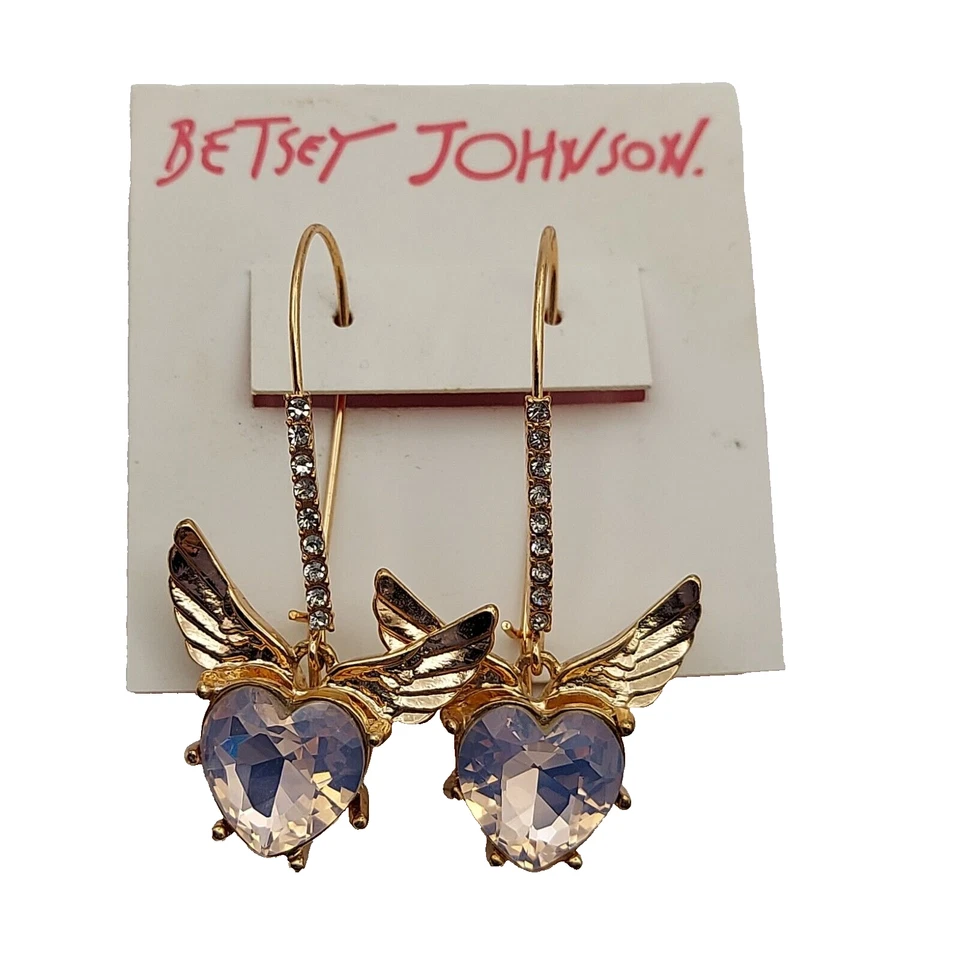 Betsey Johnson Summer Picnic Gingham Flower Long Drop Earrings Bb1c