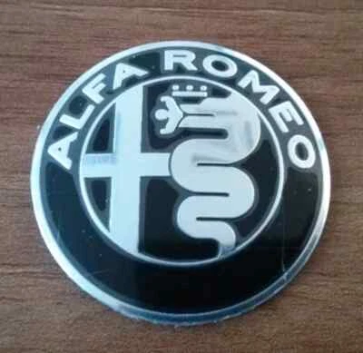 BLACK Alfa Romeo GIULIA-style steering wheel emblem badge logo insignia 40mm - Image 1 of 3