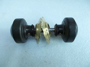 Door handles Knob Antique Ebonised Wood And Brass rim lock 129e(FREE UK POSTAGE) - Picture 1 of 12