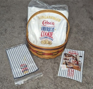 Longaberger Crisco American Cookie Celebration Basket 92 z wkładką z tkaniny i fartuchem