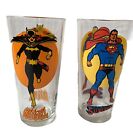 VTG set of 2 1976 Pepsi Super Series Superman & Batgirl Drinking Glass