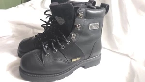 Harley Davidson Womens Willie G Black Side Zip Ankle Boots 88035 Size 9 Gore Tex - Picture 1 of 11