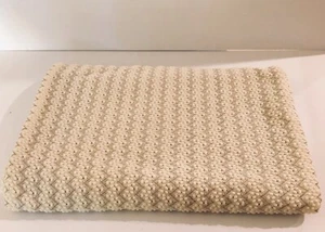 Vintage Polyester Ivory Pearl Fabric W/ Metallic Gold Chevron Pattern 45” x 62” - Picture 1 of 5