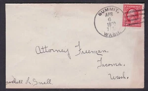 Summit, Washington - Grays Harbor Co. DPO (1878/1910) - 1909 Cover - Picture 1 of 2