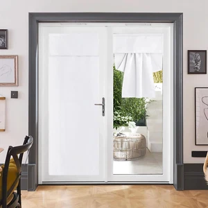 French Door Curtains Privacy - Self Adhesive Length Adjustable Glass Window Curt - Picture 1 of 13