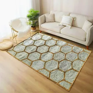 Alfombra trenzada de yute natural hecha a mano alfombra de sala/dormitorio alfombra de área de yute 8x10 pies - Imagen 1 de 10