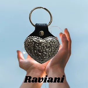 Raviani Western Schlüsselanhänger in schwarzem Leder mit Western Heart Concho - Bild 1 von 4