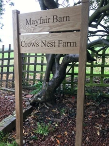 Large Engraved Oak Post House Sign Multi Slat Oak Standing Garden Sign Post 120 - Picture 1 of 6