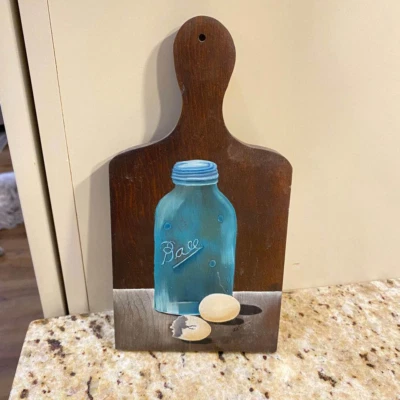 原版绘画球共济会罐蛋手绘木牌墙艺术装饰 — 第 1/4 张图片