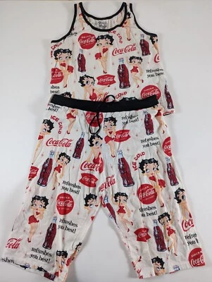 Betty Boop XL 100 % Algodón PJ Set Coca Cola Retro Hora de Dormir Blanco Acogedor Ropa de Dormir  Foto 1 de 4