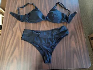 Women Two Piece Sexy Swimwear High Waisted V Neck Twist Front Adjustable XXL - Picture 1 of 6