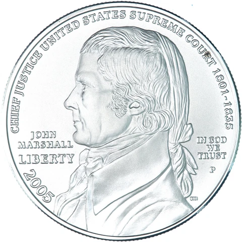 2005 P Chief Justice John Marshall 90% Silver Dollar Obverse Spot See Pics F416 Cover