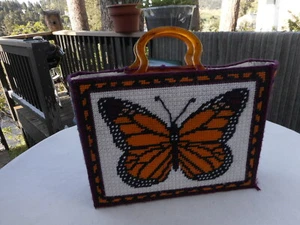 Borsa per maglieria cesto iniziali KFL farfalla tartaruga look conchiglia manici artigianato - Foto 1 di 12