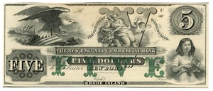 18XX New England Commercial Bank, Newport, RI $ 5 Restnote (59361) - Bild 1 von 2