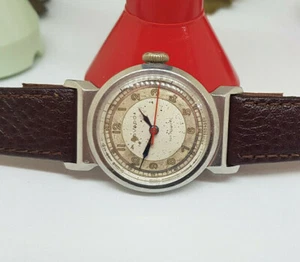 1930er MOVADO ART DECO TWOTONE SILVER DIAL HANDAUFZUG HERREN UHR - Bild 1 von 10