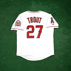 Mike Trout 2011 Los Angeles Angels Home White w/ 50th & Team Patch Men's Jersey - Picture 1 of 5