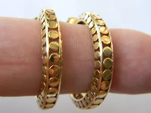 Seltene John Hardy Dot Collection 18K einfarbig gelbgold 35 mm Reifen Ohrringe & Rückseite - Bild 1 von 18