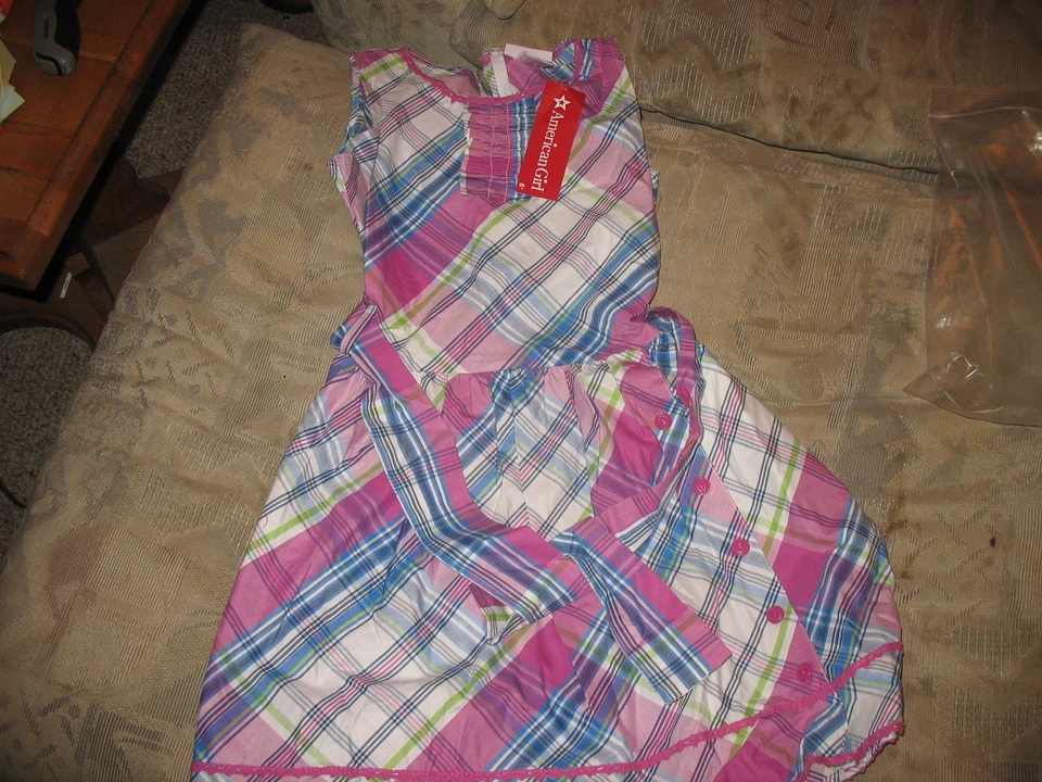 American Girl Purple Plaid Ruffle Party Dress for Girls Size 7 F3619 NWTS - Image 1 of 1