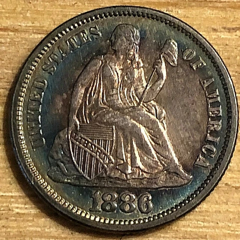 1886 Proof 10C Seated Liberty Dime BeautifulPurple Toned Low Mintage Cover