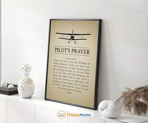 Pilot's Prayer Wall Art Aviation Print Vintage Plane Quote Home Wall Decor -PC09 - Picture 1 of 17