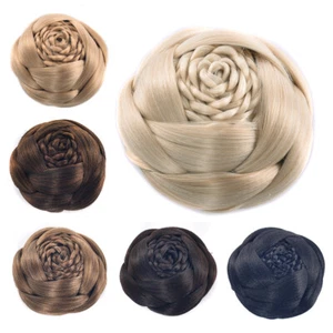 6 Colors Women Braided Clip In Hair Buns Synthetic Hair Chignon Hair Extension - Picture 1 of 14