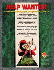 Anuncio impreso de artista artista diseñador programador de cómics de Malibú arte vintage 1994 - Imagen 1 de 1