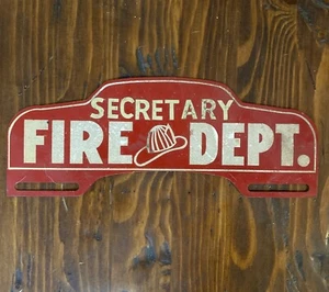 VINTAGE Secretary MD Maryland FIRE DEPARTMENT LICENSE PLATE TOPPER - Picture 1 of 6