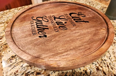 Mud Pie Lazy Susan madera 16 pulgadas diámetro redondo con redacción inspiradora Foto 1 de 3