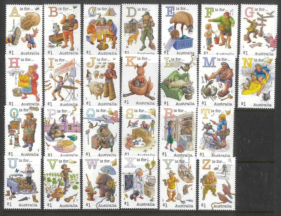 Australia 2016-2019 Fair Dinkum Aussie Alphabet A to Z Set of 26 Stamps MUH — 第 1/1 张图片