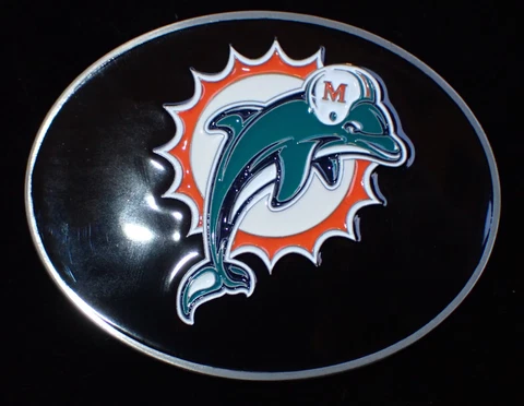 MIAMI DOLPHINS OVAL LOGO BELT BUCKLE LICENSED SISKIYOU PEWTER & ENAMEL NEW Cover