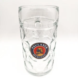 Taza de vidrio PAULANER München 1 litro con hoyuelos Munich Beer Stein hecha en Austria - Imagen 1 de 8