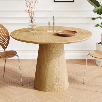 Mesa de comedor circular de madera de 43 pulgadas, mesa redonda minimalista moderna Foto 1 de 4
