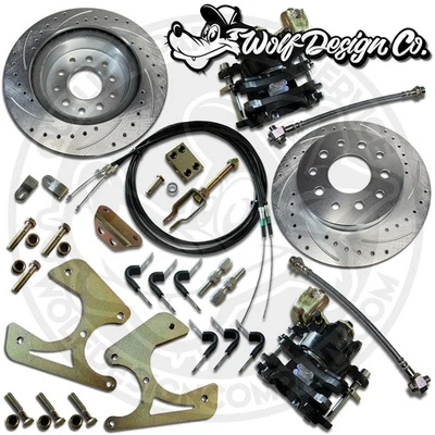 Oldsmobile 442 & Cutlass Rear Disc Brake Conversion Kit Black E-Brake Calipers - Image 1 of 4