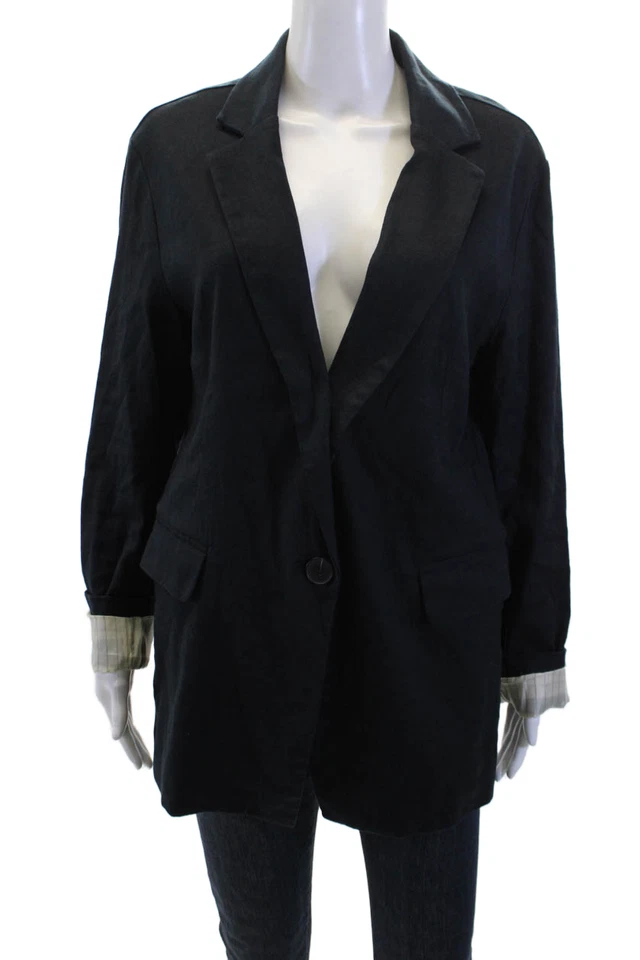 Blazer Maeve Anthropologie Mujer Cuello Muescado Manga Larga Azul Talla M Foto 1 de 4