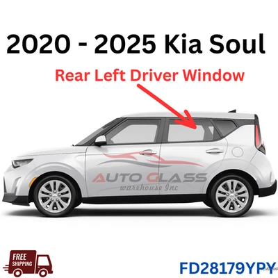 For 2020-2025 Kia Soul Hatchback Driver Left Side Rear Door Window Glass Foto 1 de 3