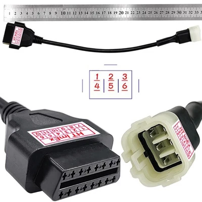 OBD2 6-poliger Diagnosestecker-Adapter für Kawasaki-Motorrad Roller-ATV-Kabel - Bild 1 von 4