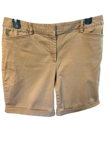 Lands End Women's Size 14 Nutmeg Zip Belt Loop Shorts With Cuff (Or Not) Cotton - Picture 1 of 11