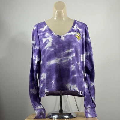 Camisa Minnesota Vikings Púrpura Tie Dye Resort Cuello en V Manga Larga Mujer Talla M Foto 1 de 4
