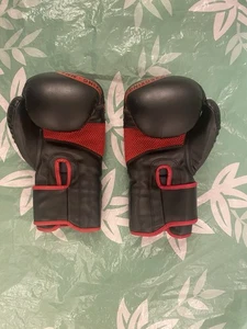 KO Combat Academy Boxing Gloves 16oz Black and Red Leather Adult Size - Picture 1 of 2