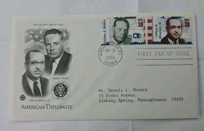 US FDC # 4076 E & F American Diplomats 2006. - Image 1 of 4