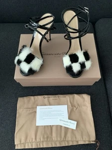 BNIB GIANVITO ROSSI Vernice Black Womens Ankle Strap Stiletto Heels UK5 EU38 - Picture 1 of 12