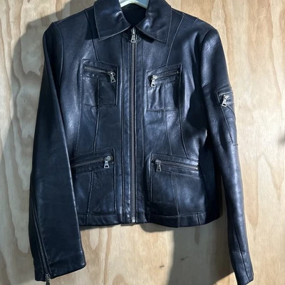 Vintage GUESS Women's Genuine Black Leather Jacket Size S  RARE - Image 1 of 4