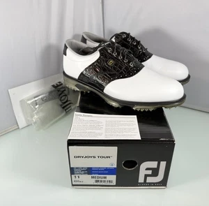 Footjoy FJ Dryjoys Tour Men’s Sz 11 M Golf Cleats Shoes 53767 Black Lizard -READ - Picture 1 of 20