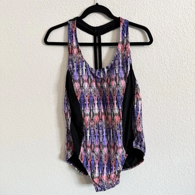 Traje de baño Catalina negro rosa púrpura halter espalda en T de una pieza, EE. UU. 2X (18W-20W) NUEVO SIN ETIQUETAS Foto 1 de 4