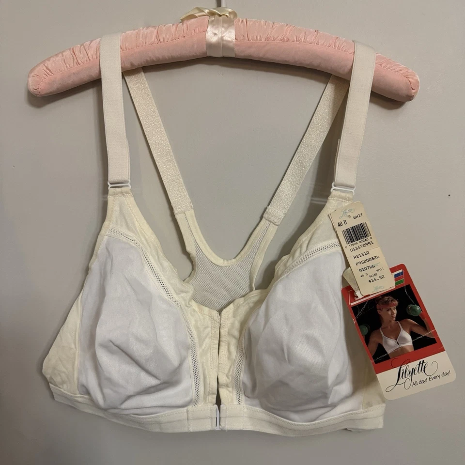 VTG NWT Lilyette 40D Bra All Day Every Day White Beige Minimizer V Back Unlined - Image 1 of 4