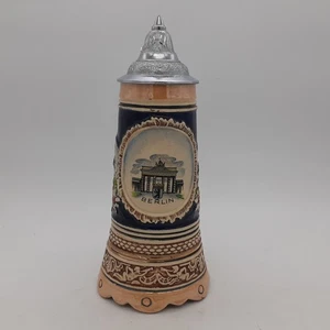 Vintage German Beer Stein Music Box Berlin Pewter Lid 9.5" Ceramic Bier Ist Gesu - Picture 1 of 12