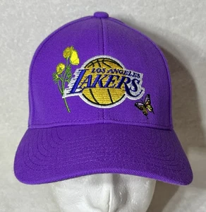 Mitchell & Ness Los Angeles Lakers Classic Cap Flower Butterfly Snapback Hat VG+ - Picture 1 of 9